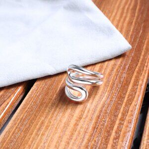 Julie Vos Wave Silver Adjustable Wrap Ring Size 7 fashion